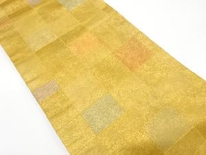 引き箔　変わり市松模様織り出し名古屋帯